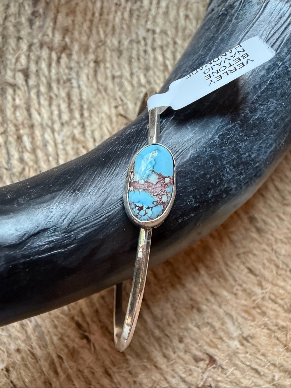 Verley Betone Sterling Silver Turquoise Oval Stone Cuff Bracelet